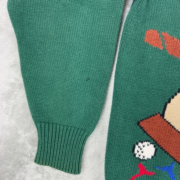 Vintage Hathaway Knitted Golf Sweater V-Neck Pullover Green Retro Y2K Grandpa M - Picture 6 of 9
